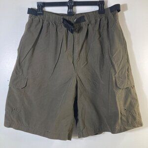 Mens Roundtree & Yorke‎ Outfitters Cargo Hiking Shorts Belt Green L Cotton Nylon